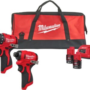 Milwaukee M12 BLPP2D-202B Accu-machineset 2-delig BLDDRC + BLIDRC in tas | Incl. 2x 2,0Ah accu en lader