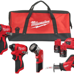 Milwaukee M12 BLPP4A-202B Accu-machineset 4-delig BLDDRC + BLIDRC + TLED + HZ in tas | Incl. 2x 2,0Ah accu en lader