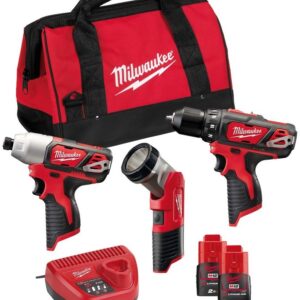 Milwaukee M12 BPP3A-202B Powerpack (M12 BDD + M12 BID + C12 T + 2 x 2,0 Ah accu + 30 min. lader + contractor bag)