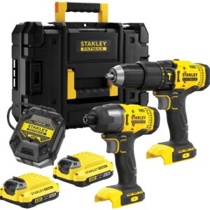 Stanley FATMAX SFMCK465D2T V20 Combo Kit | 18V Accu Schroefkopboormachine + 18V Accu Slagschroevendraaier | 2x 2,0 AH Accu's | 1x Lader