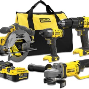 Stanley FATMAX SFMCK469M2 V20 Combi Kit | Accu Schroefklopboormachine + Accu Cirkelzaag + Accu Haakse Slijper set