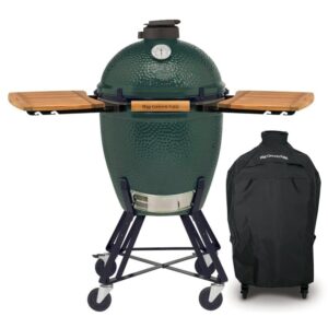 Big Green Egg Large – met onderstel, acacia zijplankjes en hoes