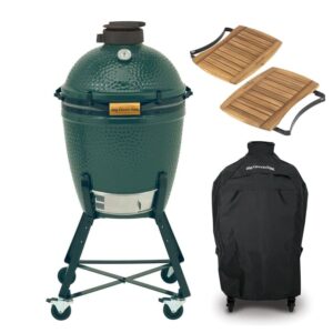 Big Green Egg Medium – met onderstel, acacia zijplankjes en hoes